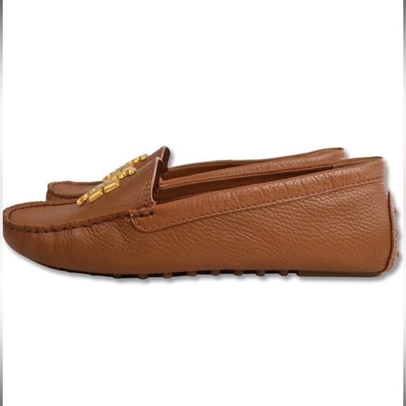 Tory Burch Everly Driver Leather Loafer Shoe Brand New Size 8 Tan Brass NWT - Picture 4 of 15